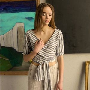 Linen Wrap Top